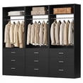thumbnail image 4 of Homieasy Freestanding Closet System Set - 3-Pack with 3 Wood Drawers Each,With Hanging Rod & Shelves, 24"L x 15"W x 80"H,Black, 4 of 9