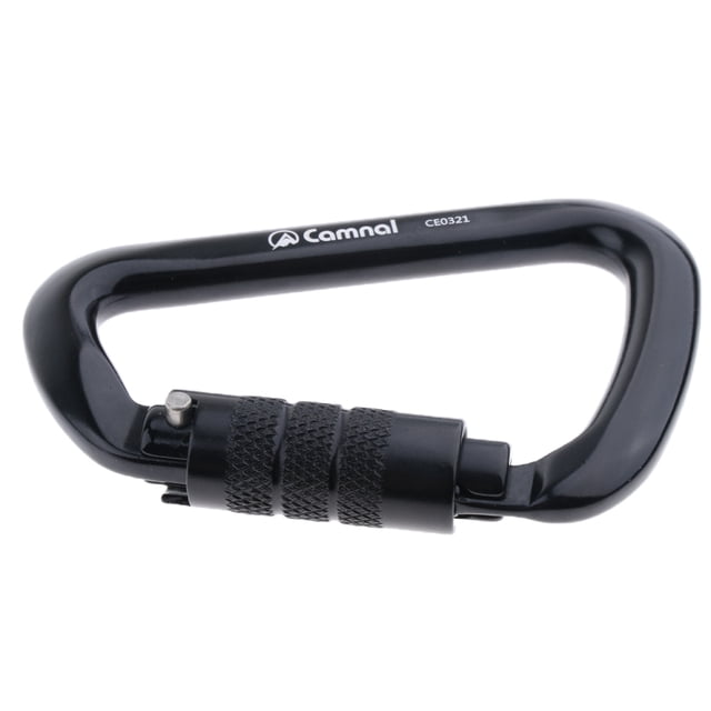 28KN Aluminum Climbing Mountaineering D Type Carabiner Black Auto Lock