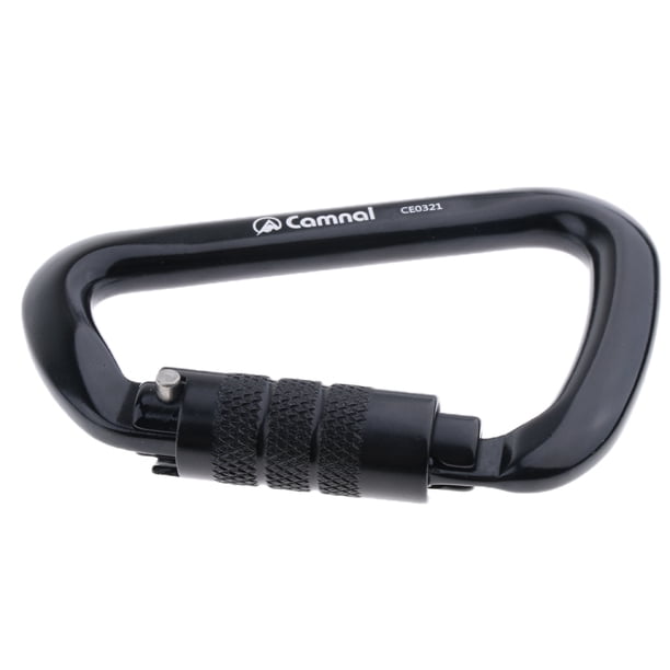 Mosquetón de aluminio 28KN bloqueo automático negro Sunnimix