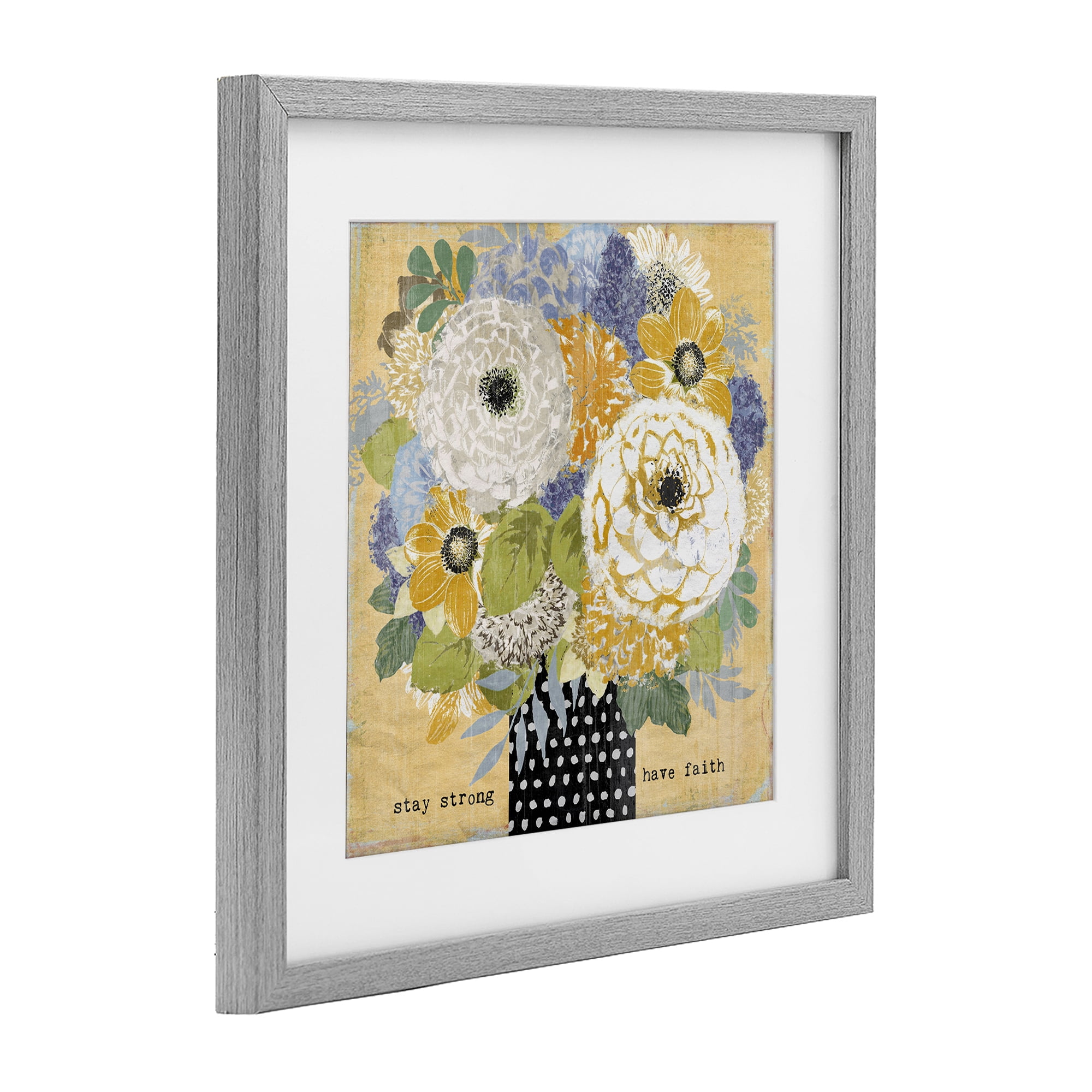 Stupell Industries Stay Strong Have Faith Gray Framed Print Under Glass, design by Suzanne Nicoll