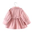 thumbnail image 4 of Esaierr Toddler Baby Girl Belted Trench Coat Dress Spring Double Breasted Ruffle Trim Long Sleeve Cotton Windbreaker Outerwear for 6M-4Y, 4 of 5