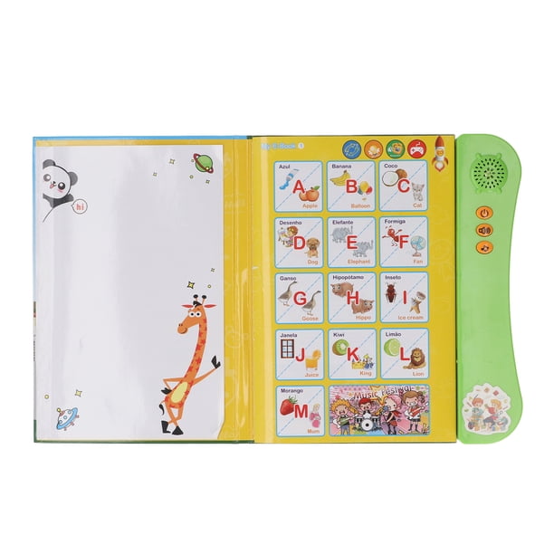 Libro Sonoro Bilingüe Portugués-inglés – 11 Temas Con Alfabeto, Números, Animales, Frutas, +3 Años (naranja)