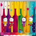 thumbnail image 1 of Cheerful Christmas Shower Curtain with Colorful Snowman Scene & Festive Bottles, 1 of 4