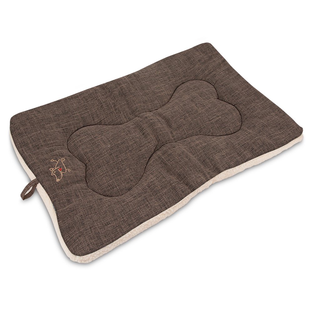 Best Pet Supplies Double Sided Dog Crate Mat, Medium, Brown Linen