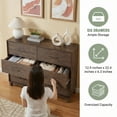 thumbnail image 3 of CHITOOMA 6 Drawer Fluted Dresser for Bedroom, Modern Wooden Long Dresser, Storage Cabine Chest of Drawers for Living Room Hallway, Walnut, 3 of 19