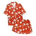 thumbnail image 7 of Trendfront Womens Relaxed 2 Piece Halloween Pajama Set Notched Collar Button Front Short Sleeve Top Elastic Waist Shorts Ghost Print Sleepwear for Women, 7 of 7