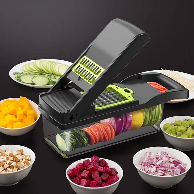 Outil de Préparation Alimentaire Multifonctionnel pour Cuisine Maison - Trancheuse, Déchiqueteuse et Trancheuse Auto-Conçue pour une Cuisson Efficace, Article à Succès Amazon, Durable et Facile à Utiliser, Vert Grisâtre, Sans Séparateur de Blanc d'Œuf
