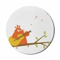 thumbnail image 1 of Music Mouse Pad for Computers, Singing Orange Bird Plays the Guitar on a Branch Cartoonish Illustration, Round Non-Slip Thick Rubber Modern Mousepad, 8" Round, White and Multicolor, by Ambesonne, 1 of 2
