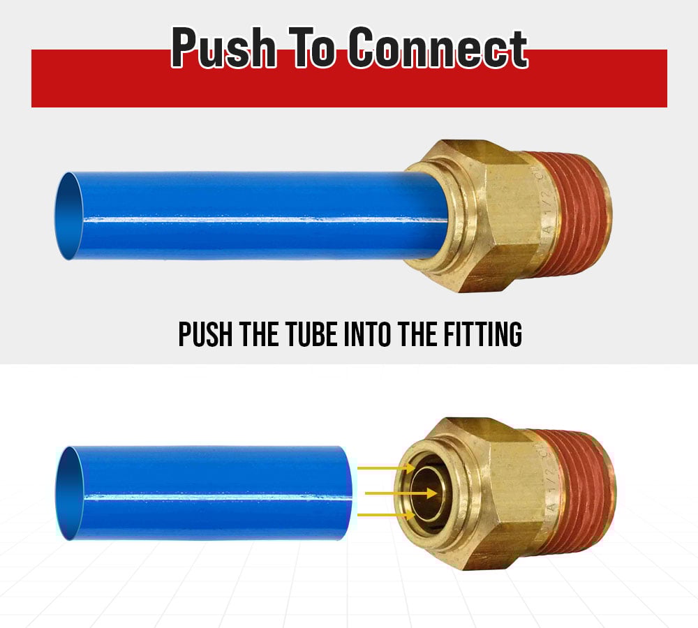 thumbnail image 2 of DOT Brass Push to Connect Fitting, Air Brake Connector - Male Straight 3/8" Tube OD x 3/8" NPT (5 Pack), 2 of 5