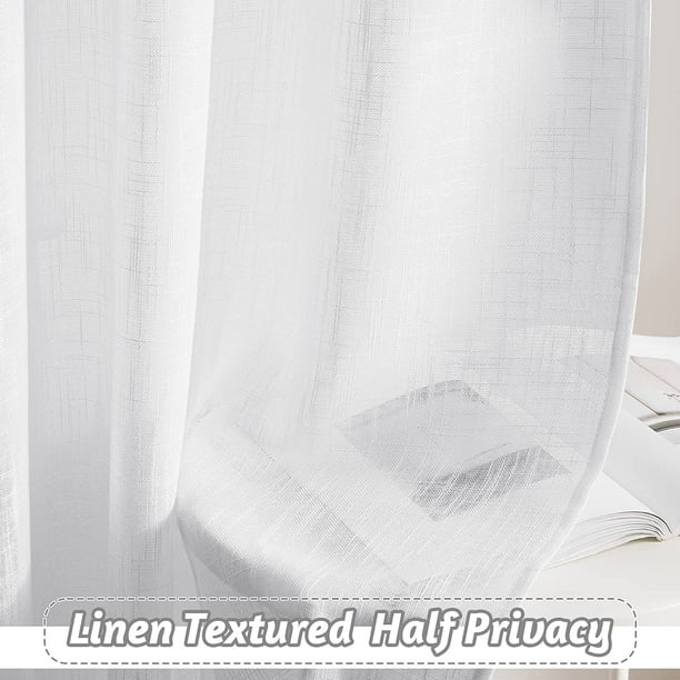 Cortinas transparentes blancas para sala de estar, puerta corrediza de vidrio, bolsillo para barra, 132 x 145 cm, 2 paneles