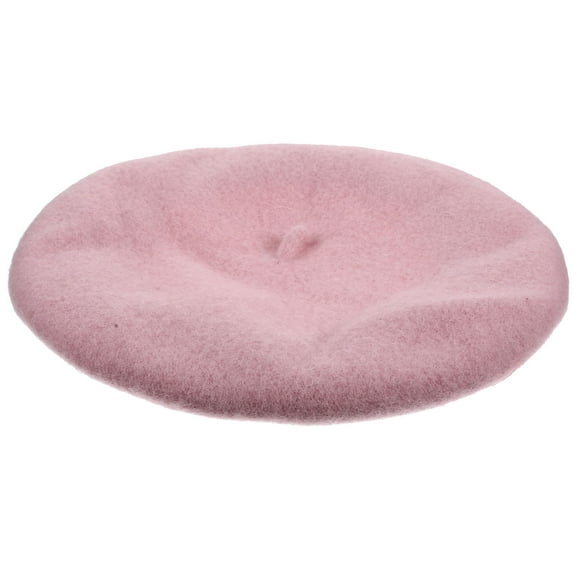 DECOMELODY 1Set Pink Wool Blend French Style Beret Hat for Women Comfortable Versatile Outdoor 11.6x11.6x0.6in