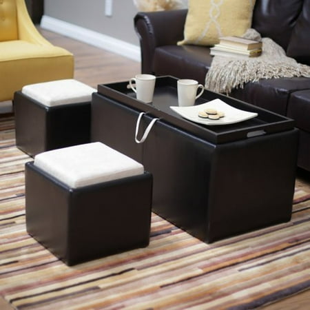 Garrett Double Storage Ottoman With Tray & Side Ottomans - Walmart.com Garrett Double Storage Ottoman with Tray & Side Ottomans - Garrett Double Storage Ottoman With Tray & Side Ottomans - Walmart.com