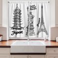 thumbnail image 2 of Eiffel Tower Curtains 2 Panels Set, Famous Monuments Statue of Liberty Eiffel Tower Japanese Temple Urban Artsy, Window Drapes for Living Room Bedroom, 55W X 39L Inches, Black White, by Ambesonne, 2 of 3