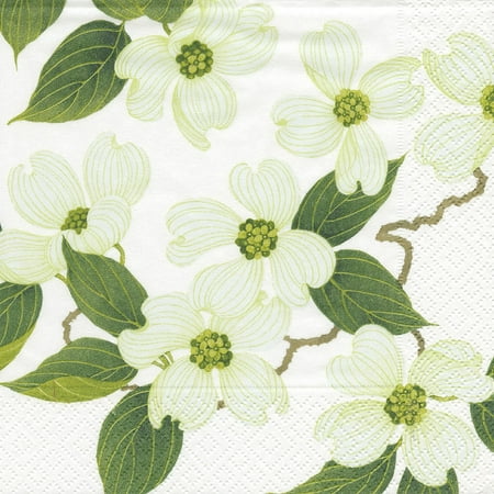 Blossom Napkin - Entertaining with White Blossom Paper Luncheon Napkins, Pack of 20, 20-pack paper lunch napkins by caspari By Caspari