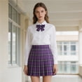 thumbnail image 5 of ZHOGXU Women's Plaid Pleated Skirt High Waist A Line Short Skater Skirts For Casual School Party,Purple,XXXXXL, 5 of 5