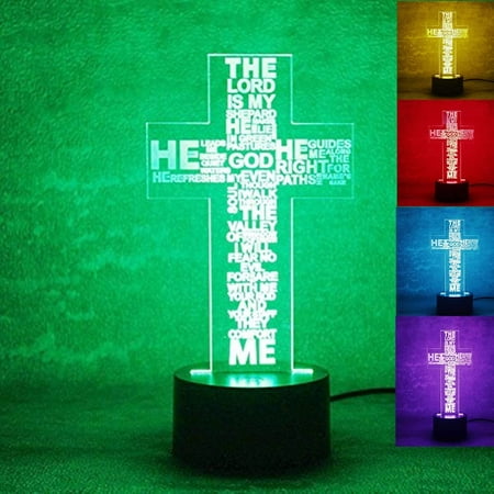 

YSITIAN 3D Jesus God Cross Night Light Lamp Illusion Lights 7 Color Changing Touch Switch Table Desk Decoration Lamps YT05-480