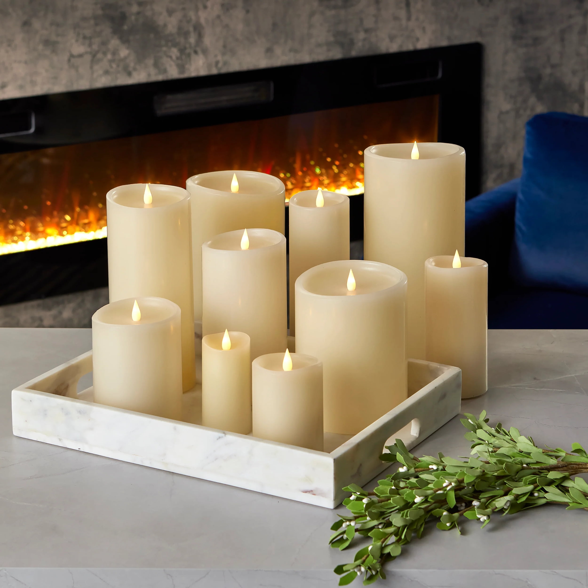 Seasonal LLC 3" x 7" Paraffin Realistic Adjustable Brightness LED Gold Flameless Pillar Candle