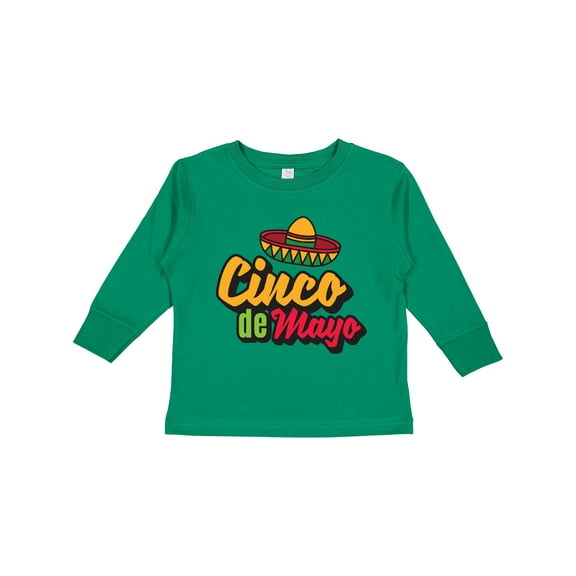 Inktastic Cinco De Mayo with Sombrero Boys or Girls Long Sleeve Toddler T-Shirt
