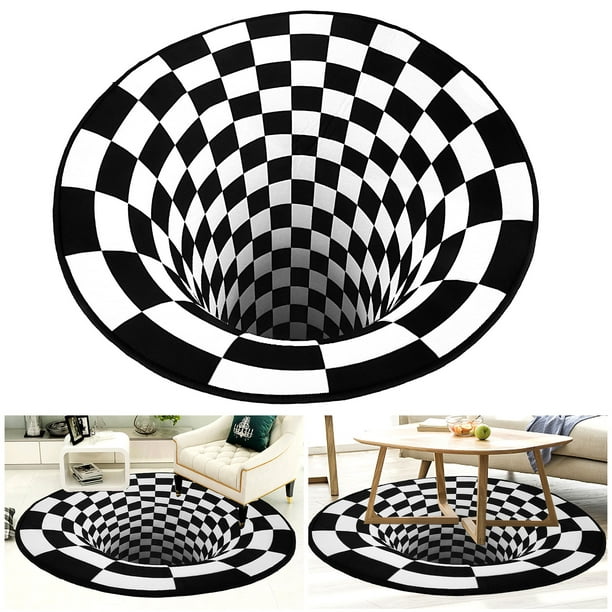 Tsv 31 5 3d Vortex Illusion Rug, Black And White Round Rugs Australia