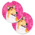 thumbnail image 1 of Pink Smooth Collie Set of 2 Cup Holder Car Coaster, 1 of 1