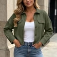 thumbnail image 2 of Enjoytime Cropped Jackets for Women Lapel Long Sleeve Button Down Shacket Fall Fashion Lightweight Trendy Casual Outerwear, 2 of 8
