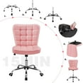 thumbnail image 5 of OWNEN ModernTufted Armless Desk Office Chair Faux Leather Upholstered Computer Chair with Adjustable Seat Height and Rolling Wheels for Home/Office, Pink, 5 of 9