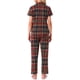thumbnail image 3 of INSPIRE CHIC Conjunto de Pijamas de Mujer a Cuadros con Manga Larga y Pantalones, Botones, con Bolsillos, Talla XS, Manga Corta - Cuadros Rojos, 3 of 6