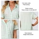 thumbnail image 5 of Conjunto de pijama de manga corta para mujer, estampado a cuadros, cuello vuelto, dos piezas, top y pantalones cortos, ropa de dormir, verde claro S, 5 of 6