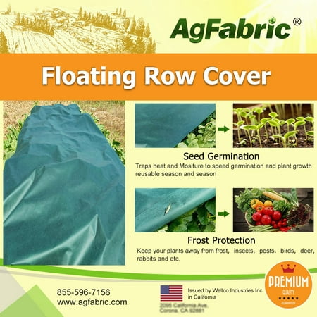 Agfabric Garden Mat Floating Row Cover & Plant Blanket, 1.5oz Fabric for Frost Protection,Gardening, Harsh Weather Resistance& Seed Germination 6x25ft, Dark