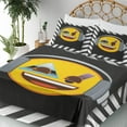 thumbnail image 3 of Ambesonne Music Emoji Fitted & Top Sheet Set with Shams, Modern DJ Face Dots Art, White Mustard Dimgray, 3 of 5