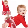 thumbnail image 4 of Emy Dola My First Christmas Romper Outfits For Newborn Baby Boy's Long Sleeve Santa Claus Bodysuit Stripes Pants Set 2-piece Xmas Clothes, 4 of 9