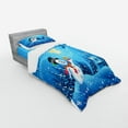 thumbnail image 3 of Christmas Duvet Cover Set, Snowman Gets the Gift from Santa Claus in Winter Night Moonlight Illustration, Bedding Set with Shams and Fitted Sheet, 3 Sizes, by Ambesonne, 3 of 3