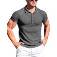 thumbnail image 1 of xiaxaixu Men’s Shirt, Short Sleeve Shirt Turn-down Collar Button Closure Ribbed Solid Summer Tops for Casual Daily, 1 of 5