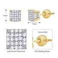 thumbnail image 3 of AFFY Cluster Stud Earrings for Men 1/3 Cttw Round Lab Grown Diamond Cushion Shape Ear Studs in 14K Yellow Gold Over Sterling Silver Jewelry Gift for Him, 3 of 6