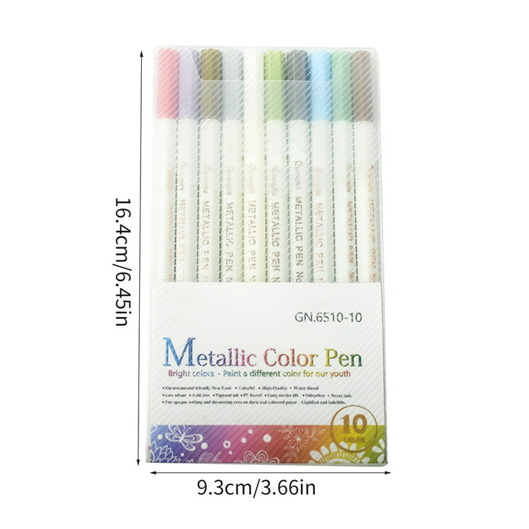 Sunshilor Metallic Marker Pens, 12 Colors Metallic Pens Paint Markers for  Rock Painting, Black Paper, Card Making, DIY Photo Album, Scrapbook Crafts