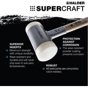 Halder Supercraft HI-VIZ Dead Blow, Non-Rebounding Hammer with Nylon Face Inserts and Steel Housing, 1.18 / 20.64 oz.