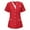 Red, variant on Scrubs for Women V-Neck Short Sleeve Tunic Top Workwear Snap Front Classic Shirt Medical Nursing Uniform with Multiple Pockets