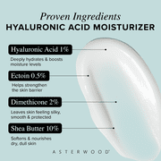 Asterwood Hyaluronic Acid Moisturizer - Anti-Aging, Wrinkle Reducing, Moisturizing, Hydrating - Fragrance-Free, Non-Comedogenic - 1.7 Fl Oz