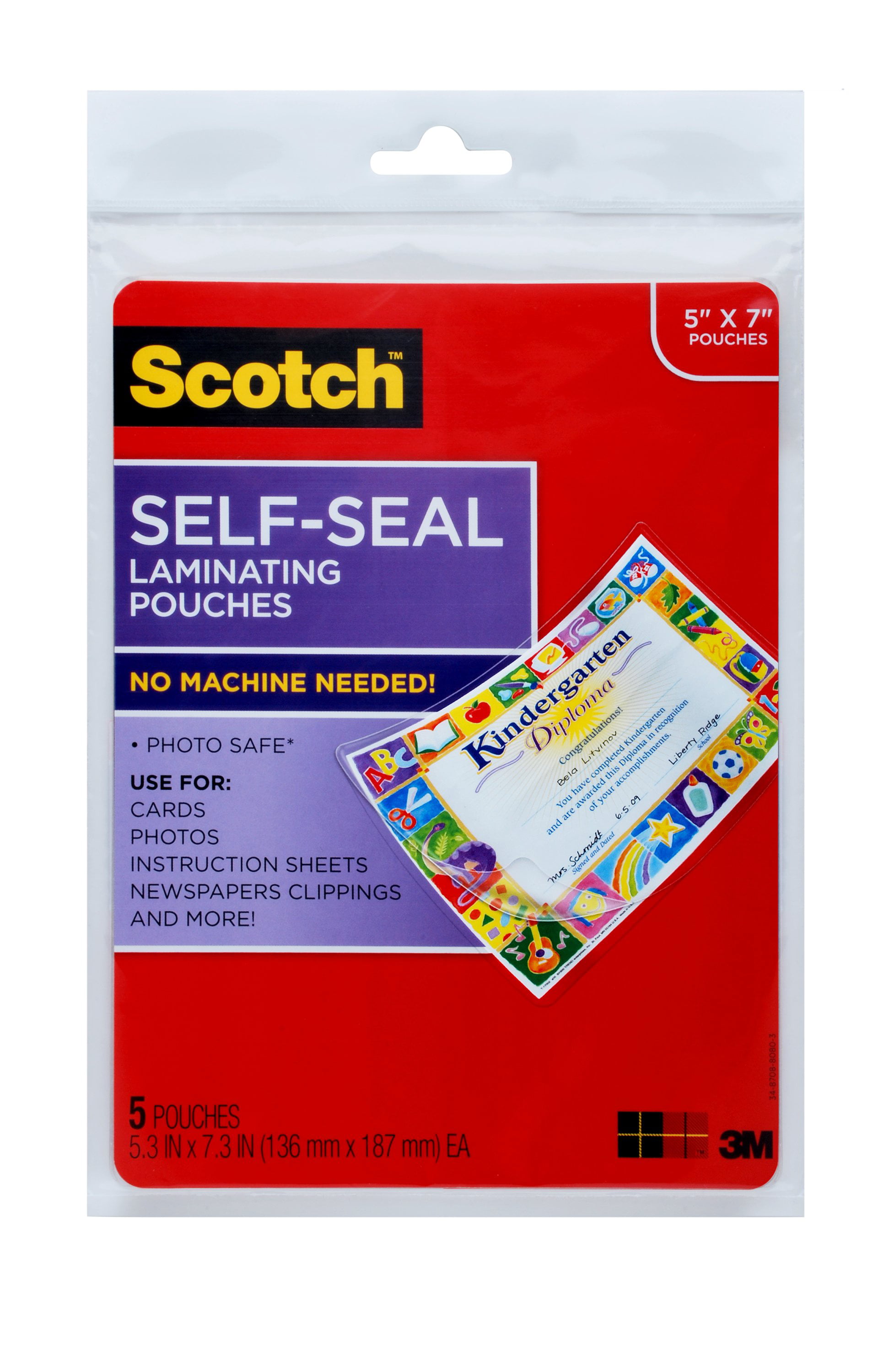 Scotch Self-Sealing Photo Laminating Sheets, Gloss, 5