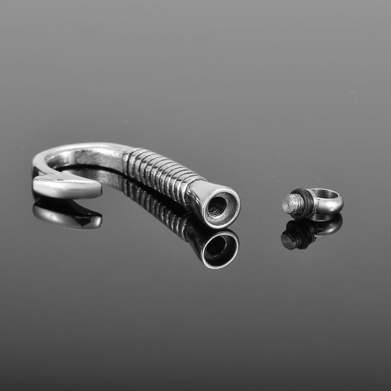 Memorial Necklace Premium Silver Fishing Hook Ashes Container Stainless Steel Cremation Jewelry with Free Funnel kit and Velvet Jewelry Box