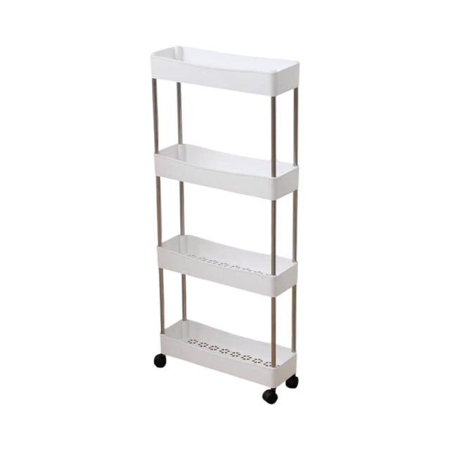 Wozhuo 4 Tier Storage Rack White Bathroom Organizer Cart Space Saving Corner Cabinet