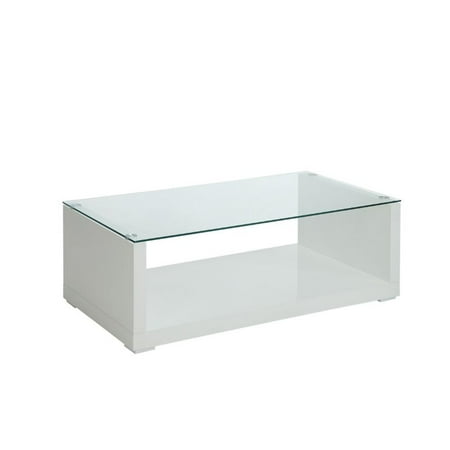 Furniture Of America Delilah Gl Top Coffee Table In Glossy White Furniture Of America Delilah Gl Top Coffee Table In Glossy White