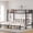 Black+vertical bar railing, variant on Triple Bunk Bed, Twin over Twin & Twin Metal Bunk Bed Frame, Detachable into 3 Separate Twin Beds, with Guardrails and Ladder, Black, Ships in 2 Boxes
