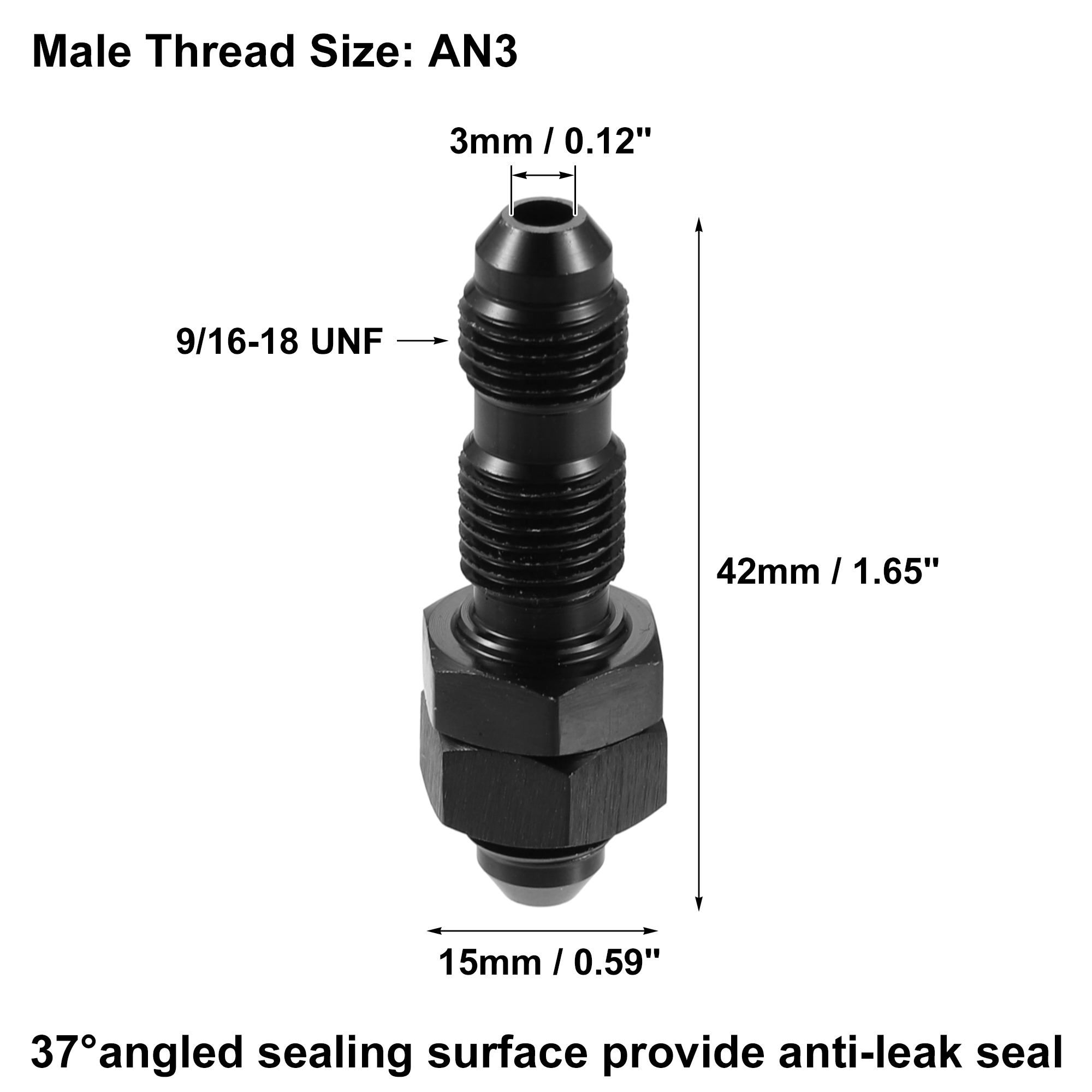 Black Aluminum 3AN To AN3 Straight Male Union Fuel Adapter Fitting – Universal, 1-Year Warranty