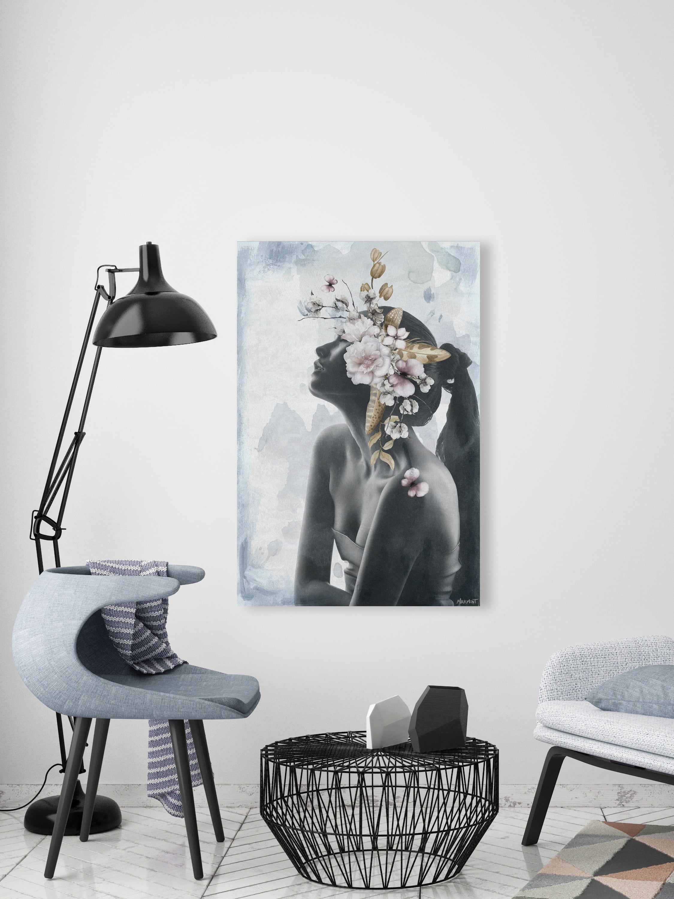 Marmont Hill Floral Headpiece Canvas Wall Art, 24" x 16"