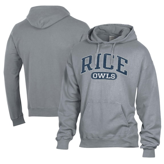 Men's Comfort Wash  Gray Rice Owls Lightweight Fleece Pullover Hoodie
