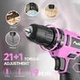 thumbnail image 5 of PULITUO 148-Piece Home Drill Set with 12V Pink Cordless Drill, Hand Tools, Tool Box, Ideal for Men, Women, and DIY Enthusiasts for Home Improvement, 5 of 9