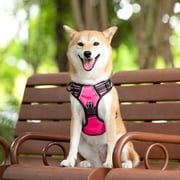 PoyPet No Pull Dog Harness,No Choke Reflective Dog Vest,Adjustable Soft Padded Pet Harness with Easy Control Handle for Small Medium Large Dogs,Pink M