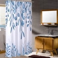thumbnail image 3 of Stall RV Shower Curtain Set, 36Wx72HInch Narrow Fabric Blue White Eucalyptus Leaf Shower Curtains, Soft Waterproof Polyester Bathroom Curtains with hooks, 3 of 5