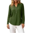 thumbnail image 2 of Neewe Women's Casual Plain Long Sleeve T Shirt Round Neck Button Decoration Basic Loose Tunic Tops, 2 of 8